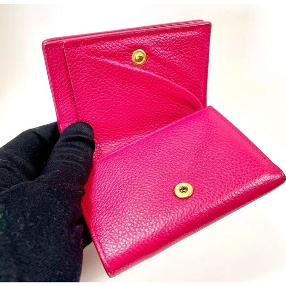 Saint Laurent Trifold Compact Mini Wallet Pink Leather Summer Luxury Minimalist - Picture 4 of 14
